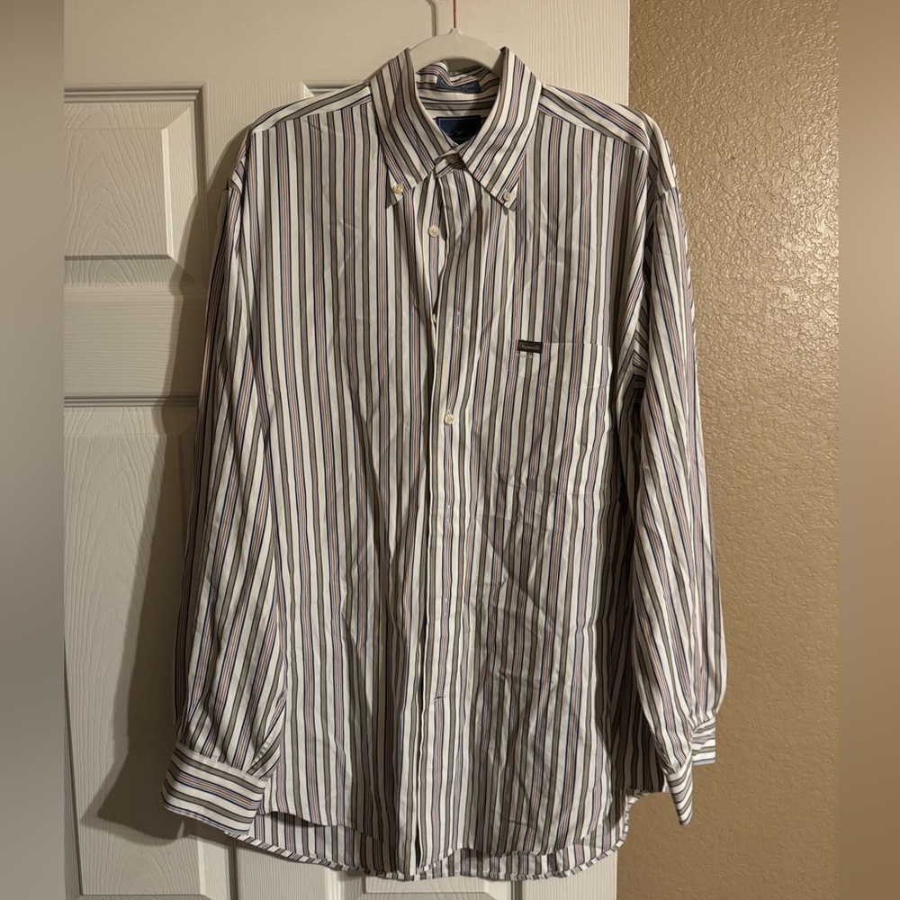 Faconnable Men’s Striped Button-Down Dress Shirt – Size M